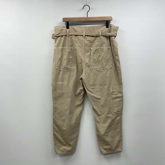 Free People Percy High Rise Paperbag Tapered Cargo Pant Boho 90s Street Khaki 6 - Picture 7 of 11